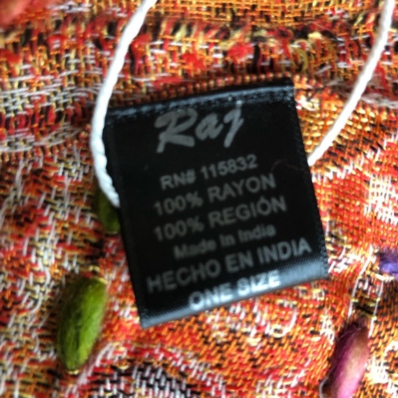 Raj Multicolor Bohemian Gypsy Hippie Rayon Scarf Embroidered - Picture 8 of 10